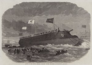 Lansering av det russiske Ironclad Floating Battery Pervenetz, på Blackwall